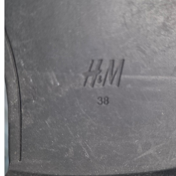 H&M Black Faux Leather Knee High Boots Chunky Sole Elastic Panel Size 38 - Picture 6 of 9